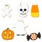 CookieCutter.Com Trick Or Treat Cookie Cutter 6 Pc Set HS0432 - 4 in Candy Corn, 3 in Pumpkin, 3.5 in Mummy Monster, 3.25 in Piece of Candy, 3.25 in Skull, 4.25 in Ghost Trick-or-Treater